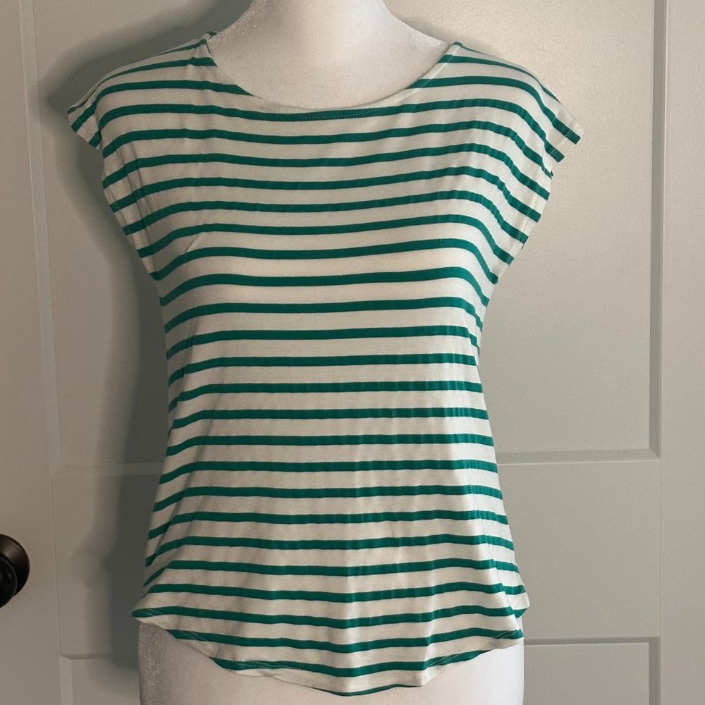 Green Envelope Sleeveless Striped Top